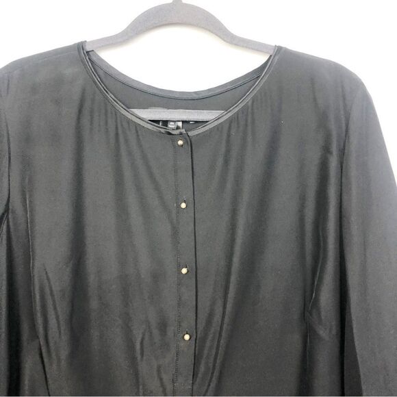 LAFAYETTE 148 | Silk Black Blouse Top Gold Button Detail Women’s Size 2X - Picture 3 of 7